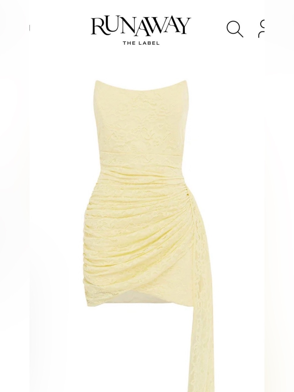 Runaway The Label Pale Yellow Asymmetrical Lace Mini Dress size small new